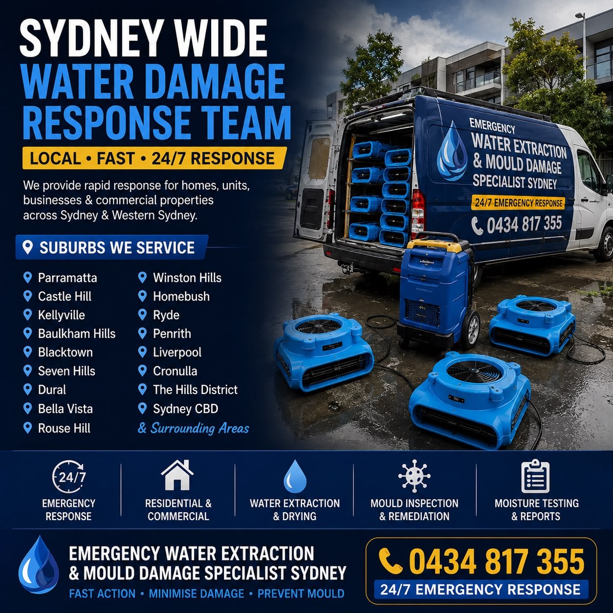 Sydney wide water damage response team service areas
